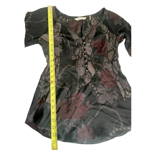 Rebecca Taylor Silk Dark Floral Lace Babydoll Top Romantic Witchy Whimsigoth 2 - Picture 11 of 11